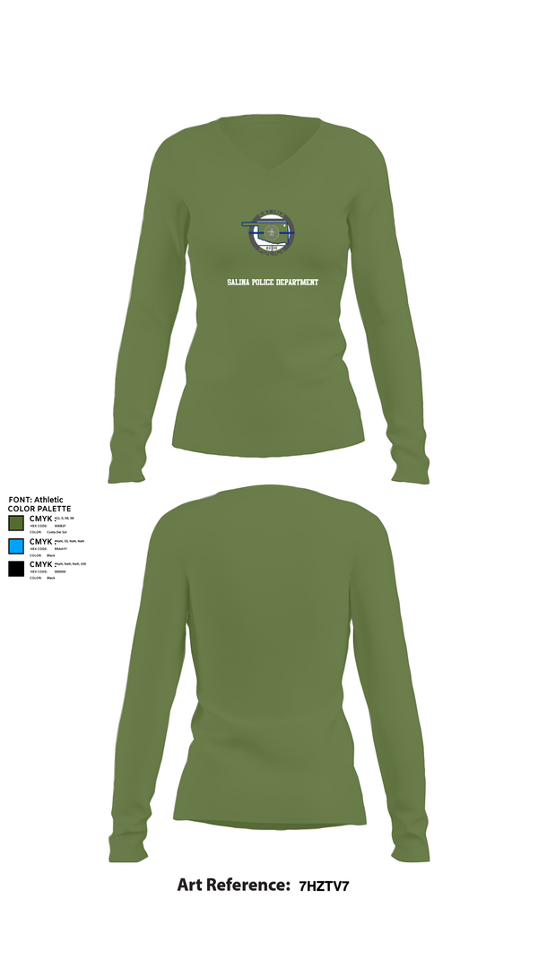 Womens Long Sleeve Vneck Shirt, Salina Police Department, Police, Teamtime, Team time, sublimation, custom sports apparel, team uniforms, spirit wear, spiritwear, sports uniforms, custom shirts, team store, custom team store, fundraiser sports, apparel fundraiser