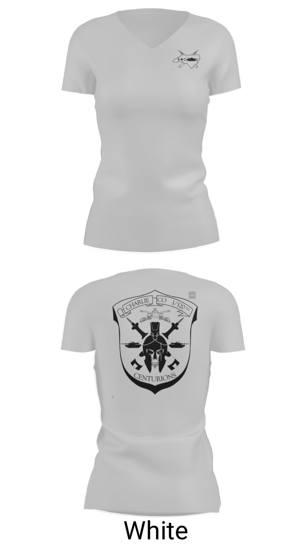 Women's Short Sleeve Vneck Shirt, Charlie Co 1/120th, Army, Teamtime, Team time, sublimation, custom sports apparel, team uniforms, spirit wear, spiritwear, sports uniforms, custom shirts, team store, custom team store, fundraiser sports, apparel fundraiser