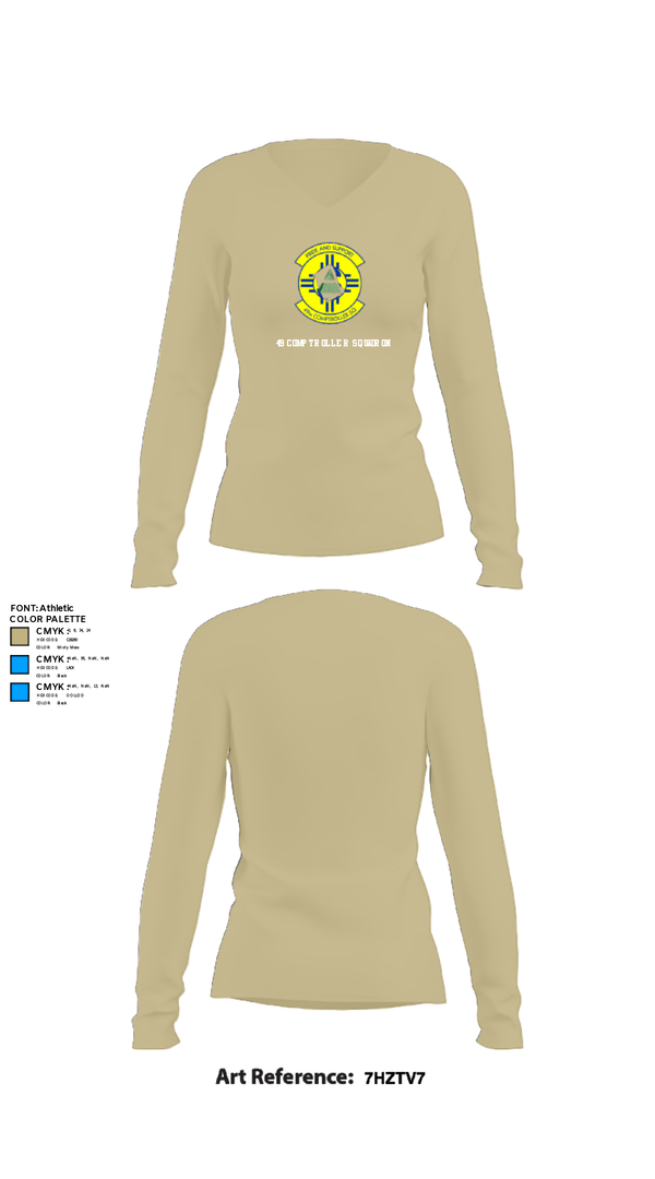 Women's Long Sleeve Vneck Shirt, 49 COMPTROLLER SQUADRON, , Teamtime, Team time, sublimation, custom sports apparel, team uniforms, spirit wear, spiritwear, sports uniforms, custom shirts, team store, custom team store, fundraiser sports, apparel fundraiser