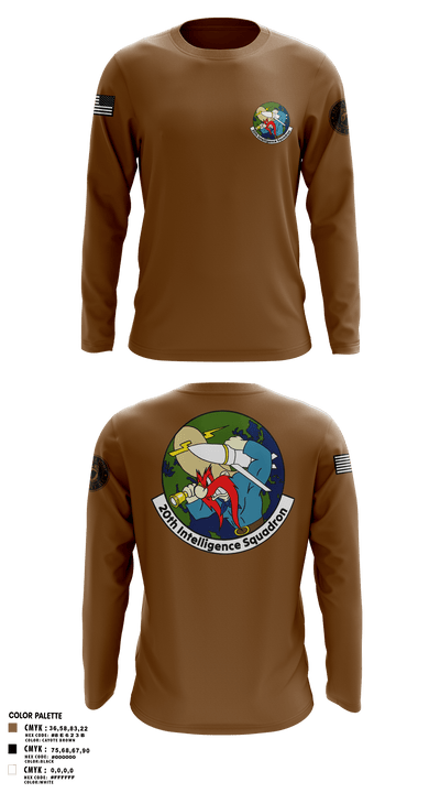 20th Intelligence Squadron 35709340 Long Sleeve Performance Polo - 1