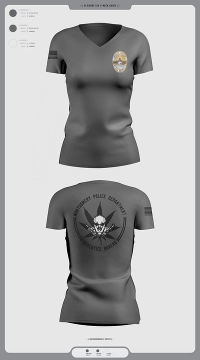 NARCOTICS BUREAU Women's Short Sleeve V-neck Shirt - 2