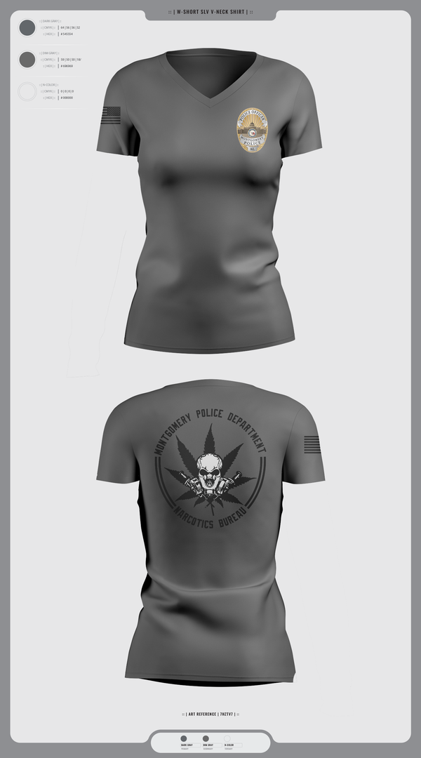 Womens Short Sleeve Vneck Shirt, NARCOTICS BUREAU, Police, Teamtime, Team time, sublimation, custom sports apparel, team uniforms, spirit wear, spiritwear, sports uniforms, custom shirts, team store, custom team store, fundraiser sports, apparel fundraiser