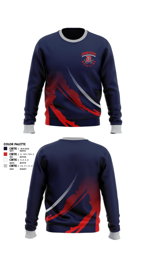 Crew Neck Sweatshirt, Dinwiddie High School Wrestling, Wrestling, Teamtime, Team time, sublimation, custom sports apparel, team uniforms, spirit wear, spiritwear, sports uniforms, custom shirts, team store, custom team store, fundraiser sports, apparel fundraiser