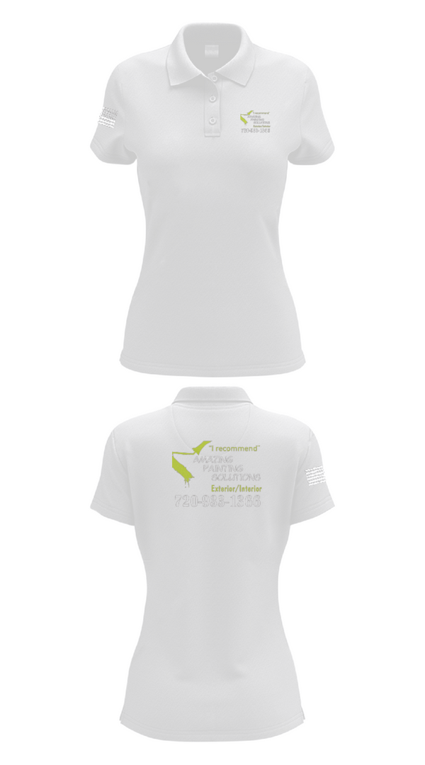 Womens Short Sleeve Performance Polo, Amazing Painting Solutions, , Teamtime, Team time, sublimation, custom sports apparel, team uniforms, spirit wear, spiritwear, sports uniforms, custom shirts, team store, custom team store, fundraiser sports, apparel fundraiser
