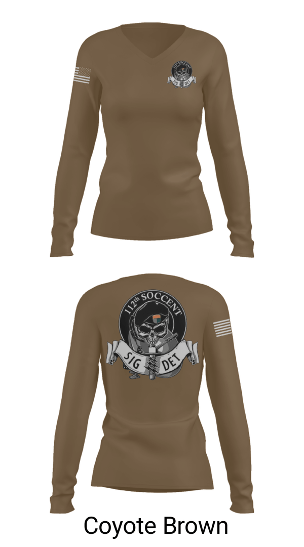 Women's Long Sleeve Vneck Shirt, 112 SOCCENT SIGDET, Army, Teamtime, Team time, sublimation, custom sports apparel, team uniforms, spirit wear, spiritwear, sports uniforms, custom shirts, team store, custom team store, fundraiser sports, apparel fundraiser