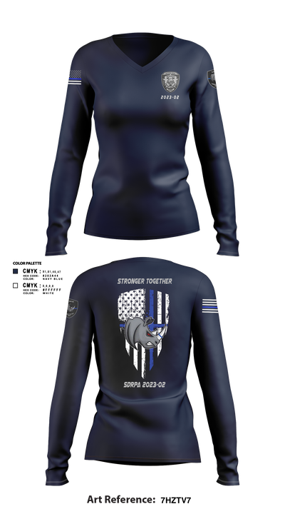 SDRPA 74726956 Women's Long Sleeve V-neck Shirt - 12