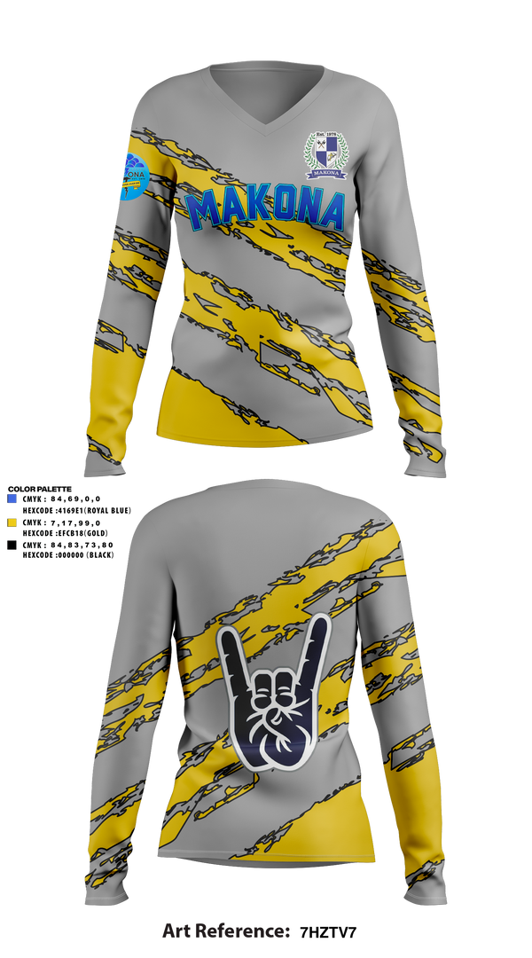 Womens Long Sleeve Vneck Shirt, MAKONA Frat, E-Sports, Teamtime, Team time, sublimation, custom sports apparel, team uniforms, spirit wear, spiritwear, sports uniforms, custom shirts, team store, custom team store, fundraiser sports, apparel fundraiser