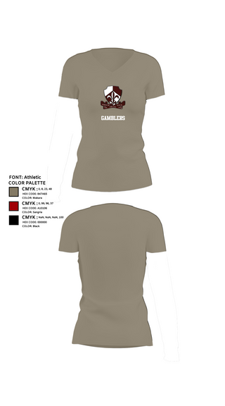 Womens Short Sleeve Vneck Shirt, Gamblers, Army, Teamtime, Team time, sublimation, custom sports apparel, team uniforms, spirit wear, spiritwear, sports uniforms, custom shirts, team store, custom team store, fundraiser sports, apparel fundraiser