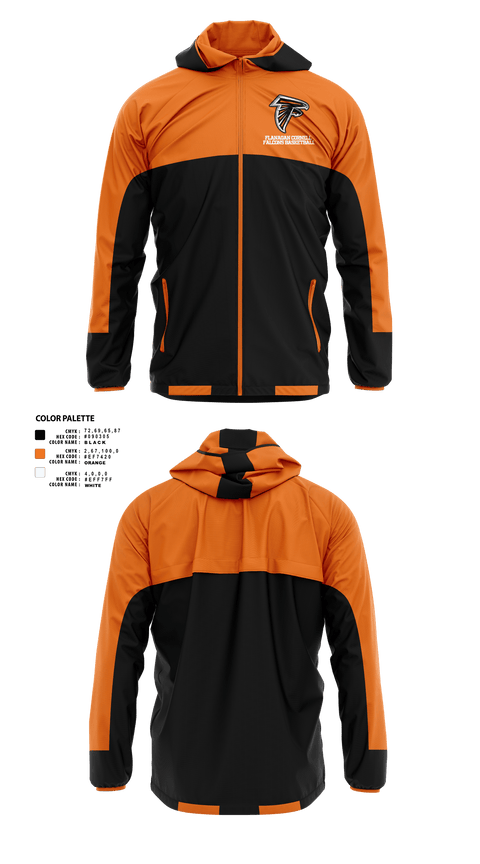 Windbreaker, Flanagan Cornell Falcons Basketball, Men's Basketball, Teamtime, Team time, sublimation, custom sports apparel, team uniforms, spirit wear, spiritwear, sports uniforms, custom shirts, team store, custom team store, fundraiser sports, apparel fundraiser