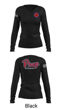 Jackson Preparatory School Swimming 57912925 Women's Long Sleeve V-neck Shirt -1 35