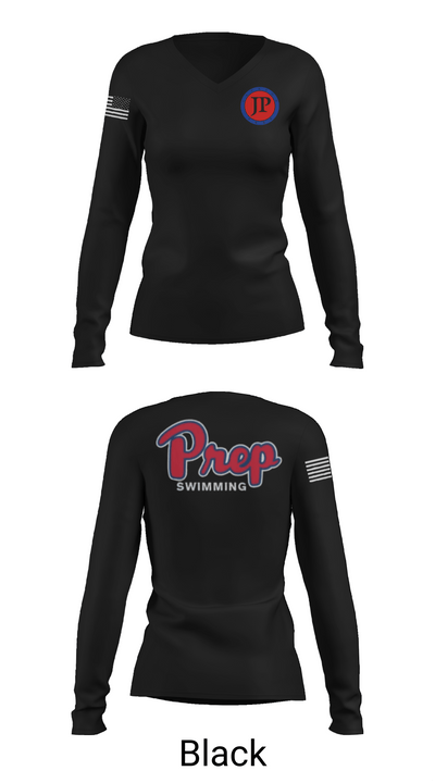 Jackson Preparatory School Swimming 57912925 Women's Long Sleeve V-neck Shirt -1 35