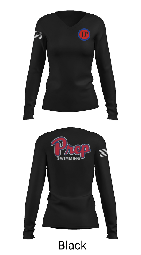Womens Long Sleeve Vneck Shirt 1, Jackson Preparatory School Swimming, Swimming, Teamtime, Team time, sublimation, custom sports apparel, team uniforms, spirit wear, spiritwear, sports uniforms, custom shirts, team store, custom team store, fundraiser sports, apparel fundraiser