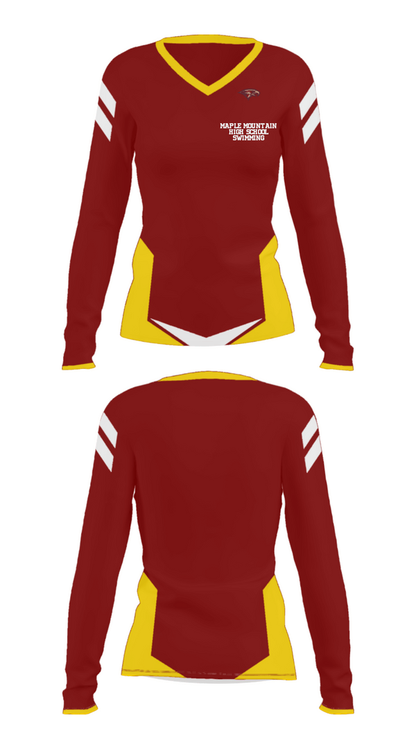 Women's Long Sleeve Vneck Shirt, Maple Mountain High School Swimming, Swimming, Teamtime, Team time, sublimation, custom sports apparel, team uniforms, spirit wear, spiritwear, sports uniforms, custom shirts, team store, custom team store, fundraiser sports, apparel fundraiser