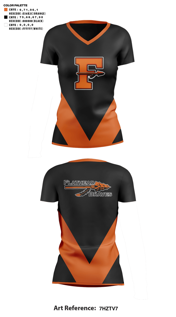 Womens Short Sleeve Vneck Shirt, Flathead High School Cheer, Cheer, Teamtime, Team time, sublimation, custom sports apparel, team uniforms, spirit wear, spiritwear, sports uniforms, custom shirts, team store, custom team store, fundraiser sports, apparel fundraiser