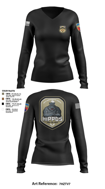 880th Quartermaster Company 80269205 Women's Long Sleeve V-neck Shirt - 103