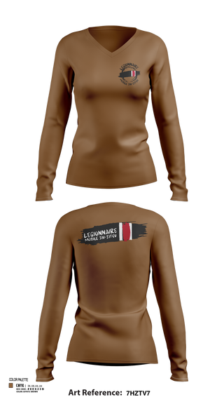 Womens Long Sleeve Vneck Shirt, Legionnaire Mobile Jiu-Jitsu, , Teamtime, Team time, sublimation, custom sports apparel, team uniforms, spirit wear, spiritwear, sports uniforms, custom shirts, team store, custom team store, fundraiser sports, apparel fundraiser