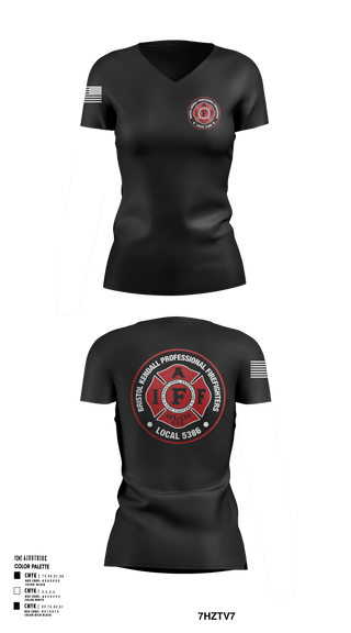 Women's Short Sleeve Vneck Shirt, Local 5386, Fire Department, Teamtime, Team time, sublimation, custom sports apparel, team uniforms, spirit wear, spiritwear, sports uniforms, custom shirts, team store, custom team store, fundraiser sports, apparel fundraiser
