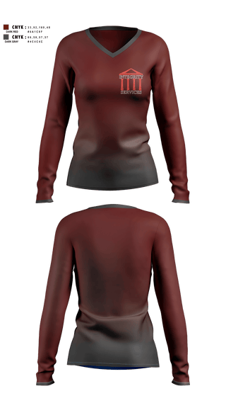 Womens Long Sleeve Vneck Shirt, Integrity Services, , Teamtime, Team time, sublimation, custom sports apparel, team uniforms, spirit wear, spiritwear, sports uniforms, custom shirts, team store, custom team store, fundraiser sports, apparel fundraiser