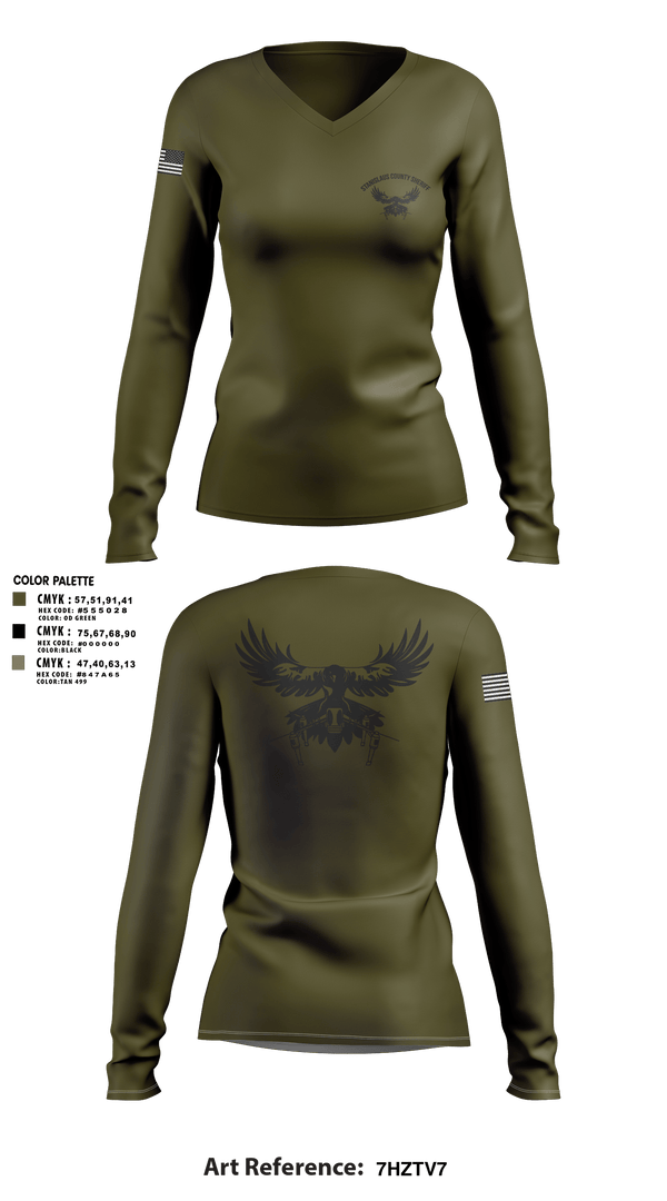 Women's Long Sleeve Vneck Shirt, Stanislaus County Sheriff, Police, Teamtime, Team time, sublimation, custom sports apparel, team uniforms, spirit wear, spiritwear, sports uniforms, custom shirts, team store, custom team store, fundraiser sports, apparel fundraiser