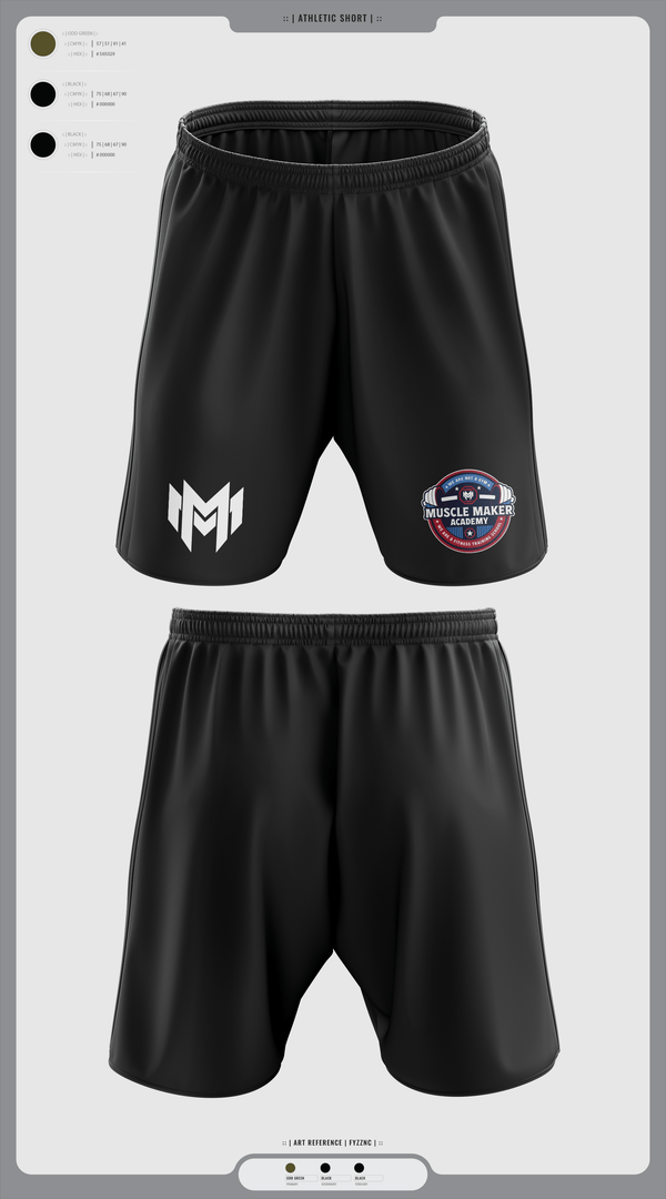 Athletic Shorts With Pockets, Muscle Maker Academy, Space Force, Teamtime, Team time, sublimation, custom sports apparel, team uniforms, spirit wear, spiritwear, sports uniforms, custom shirts, team store, custom team store, fundraiser sports, apparel fundraiser