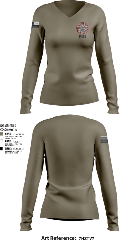 FBI 13370417 Women's Long Sleeve V-neck Shirt - 1