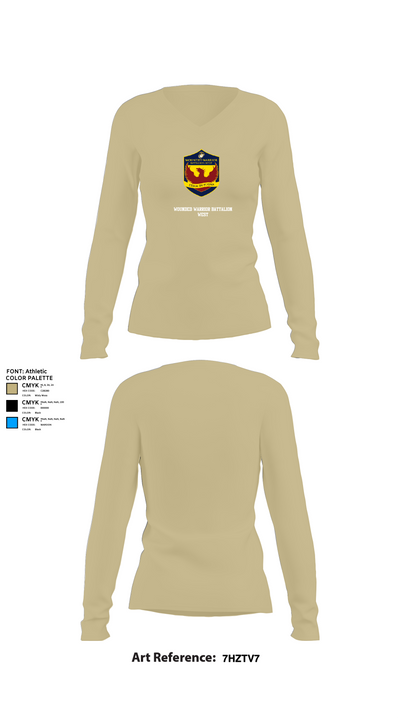 Wounded Warrior Battalion West 51783388 Women's Long Sleeve V-neck Shirt - 82