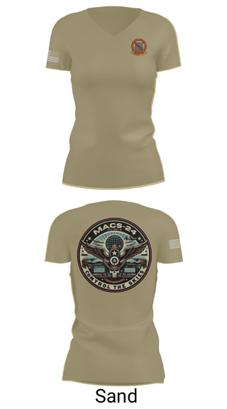 Women's Short Sleeve Vneck Shirt, MACS 24 ATC Detachment A, Marines, Teamtime, Team time, sublimation, custom sports apparel, team uniforms, spirit wear, spiritwear, sports uniforms, custom shirts, team store, custom team store, fundraiser sports, apparel fundraiser