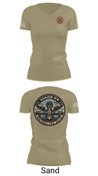 MACS 24 ATC Detachment A 44411642 Women's Short Sleeve V-neck Shirt - 88