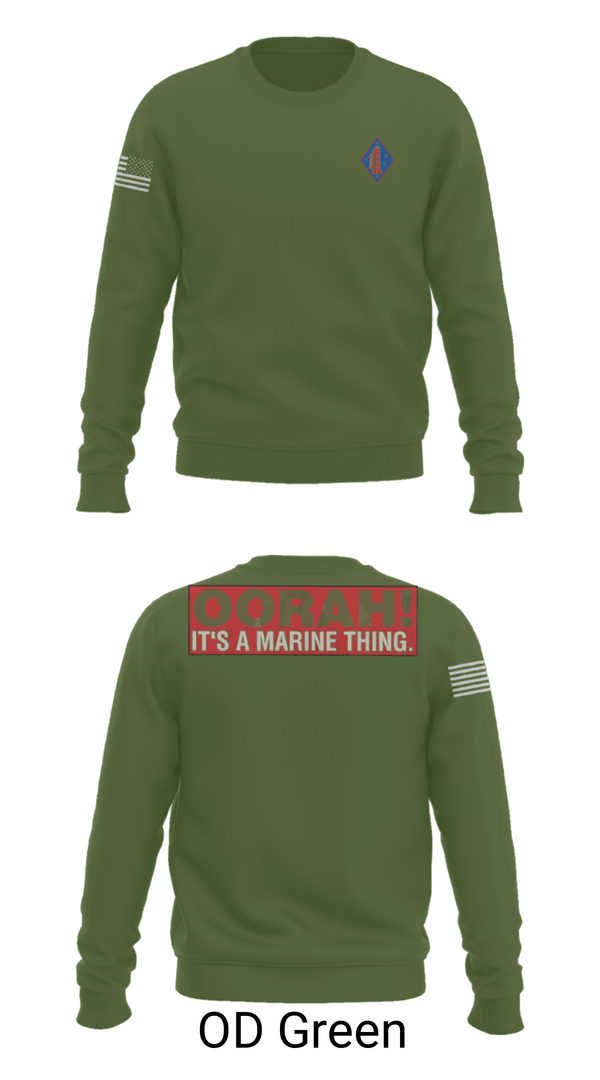 Crew Neck Sweatshirt, 1st Marine Regiment, Marines, Teamtime, Team time, sublimation, custom sports apparel, team uniforms, spirit wear, spiritwear, sports uniforms, custom shirts, team store, custom team store, fundraiser sports, apparel fundraiser