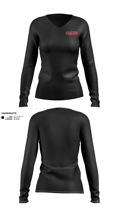 Canton Bowling 4573823 Women's Long Sleeve V-neck Shirt - 51
