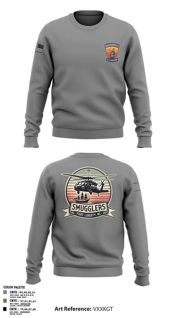 Crew Neck Sweatshirt, A/2135th GSAB “SMUGGLERS”, Army, Teamtime, Team time, sublimation, custom sports apparel, team uniforms, spirit wear, spiritwear, sports uniforms, custom shirts, team store, custom team store, fundraiser sports, apparel fundraiser