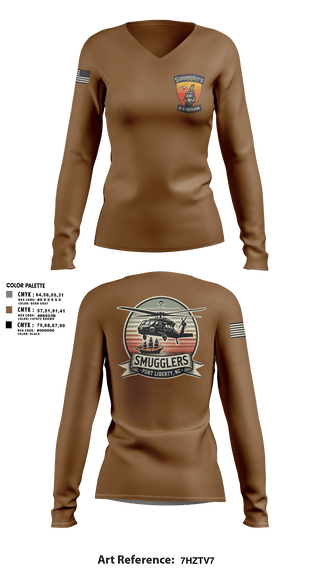 Womens Long Sleeve Vneck Shirt 1, A/2135th GSAB “SMUGGLERS”, Army, Teamtime, Team time, sublimation, custom sports apparel, team uniforms, spirit wear, spiritwear, sports uniforms, custom shirts, team store, custom team store, fundraiser sports, apparel fundraiser