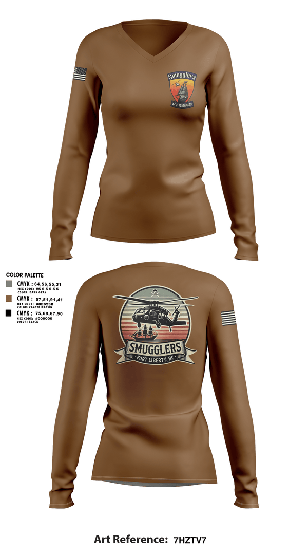 Womens Long Sleeve Vneck Shirt 1, A/2135th GSAB “SMUGGLERS”, Army, Teamtime, Team time, sublimation, custom sports apparel, team uniforms, spirit wear, spiritwear, sports uniforms, custom shirts, team store, custom team store, fundraiser sports, apparel fundraiser