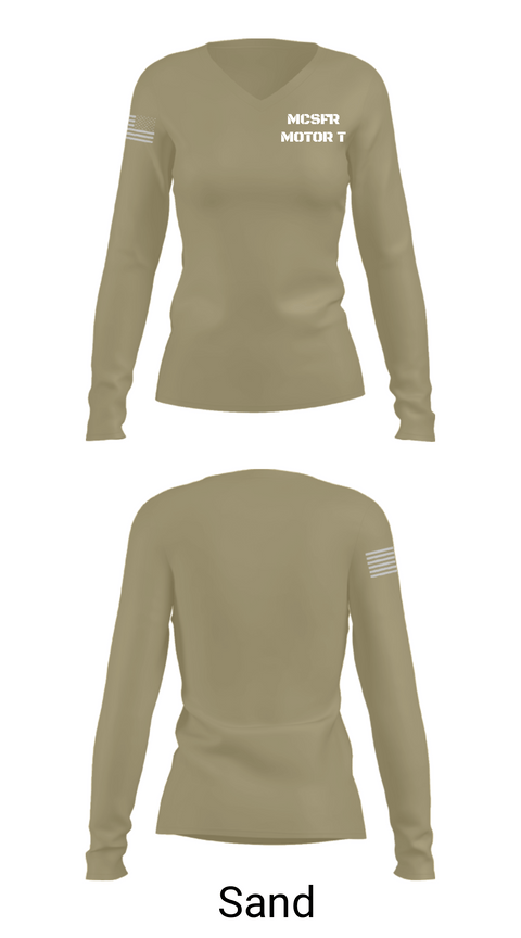 Women's Long Sleeve Vneck Shirt, MCSFR MOTOR T, Marines, Teamtime, Team time, sublimation, custom sports apparel, team uniforms, spirit wear, spiritwear, sports uniforms, custom shirts, team store, custom team store, fundraiser sports, apparel fundraiser