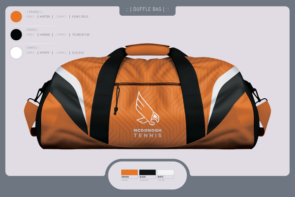 Duffle Bag, Mcdonogh Girls Tennis, Tennis, Teamtime, Team time, sublimation, custom sports apparel, team uniforms, spirit wear, spiritwear, sports uniforms, custom shirts, team store, custom team store, fundraiser sports, apparel fundraiser
