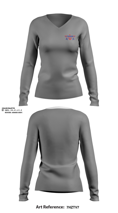 Top Gun 24117111 Women's Long Sleeve V-neck Shirt - 2