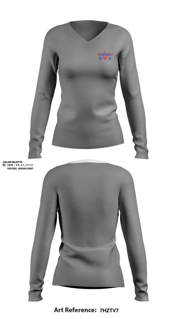 Womens Long Sleeve Vneck Shirt, Top Gun, Spirit Store, Teamtime, Team time, sublimation, custom sports apparel, team uniforms, spirit wear, spiritwear, sports uniforms, custom shirts, team store, custom team store, fundraiser sports, apparel fundraiser