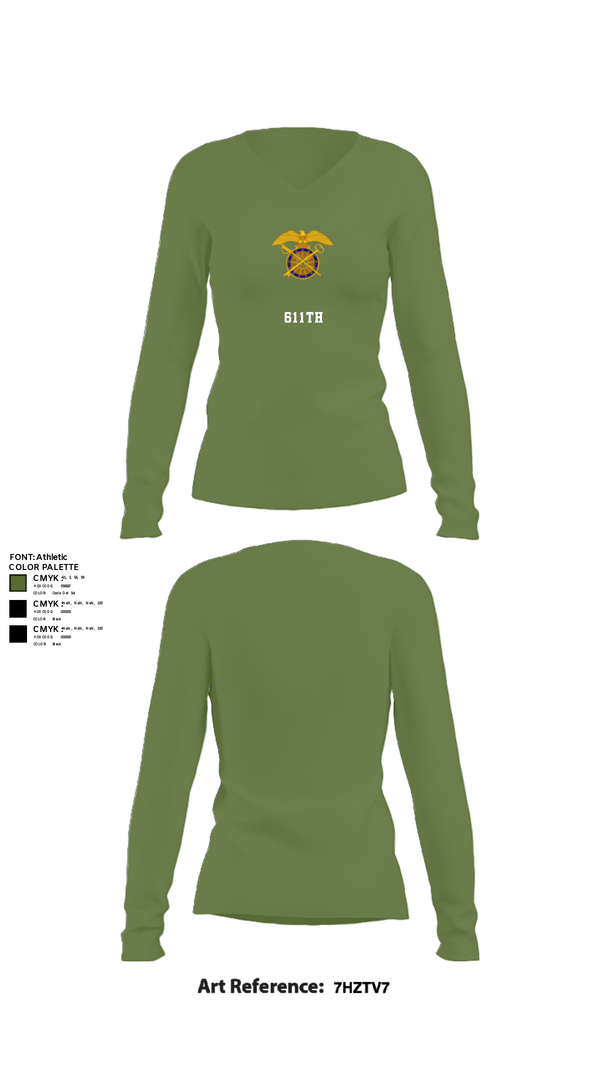 Womens Long Sleeve Vneck Shirt, 611th, Army, Teamtime, Team time, sublimation, custom sports apparel, team uniforms, spirit wear, spiritwear, sports uniforms, custom shirts, team store, custom team store, fundraiser sports, apparel fundraiser