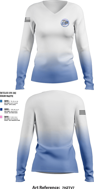 Womens Long Sleeve Vneck Shirt, POLARS, Air Force, Teamtime, Team time, sublimation, custom sports apparel, team uniforms, spirit wear, spiritwear, sports uniforms, custom shirts, team store, custom team store, fundraiser sports, apparel fundraiser