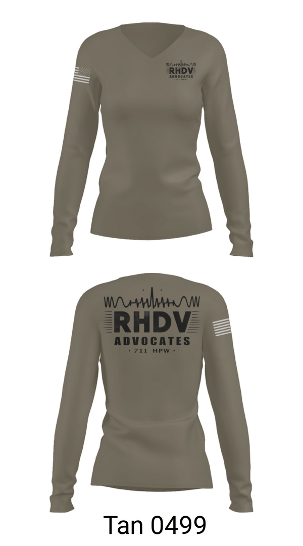 Womens Long Sleeve Vneck Shirt, 711 HPW/RHDV, Army, Teamtime, Team time, sublimation, custom sports apparel, team uniforms, spirit wear, spiritwear, sports uniforms, custom shirts, team store, custom team store, fundraiser sports, apparel fundraiser