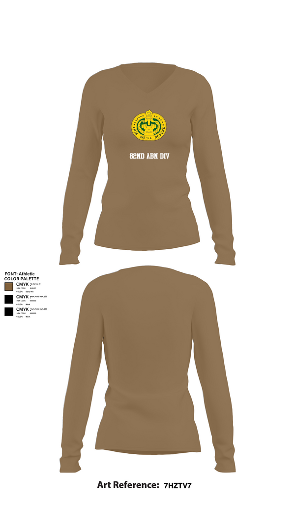 Womens Long Sleeve Vneck Shirt, 82nd ABN div, , Teamtime, Team time, sublimation, custom sports apparel, team uniforms, spirit wear, spiritwear, sports uniforms, custom shirts, team store, custom team store, fundraiser sports, apparel fundraiser