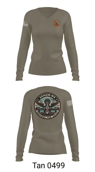Women's Long Sleeve Vneck Shirt, MACS 24 ATC Detachment A, Marines, Teamtime, Team time, sublimation, custom sports apparel, team uniforms, spirit wear, spiritwear, sports uniforms, custom shirts, team store, custom team store, fundraiser sports, apparel fundraiser