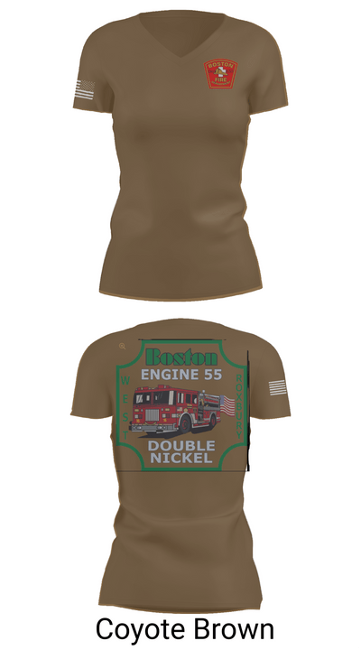 Boston Fire Department Engine 55 92329378 Women's Short Sleeve V-neck Shirt - 8