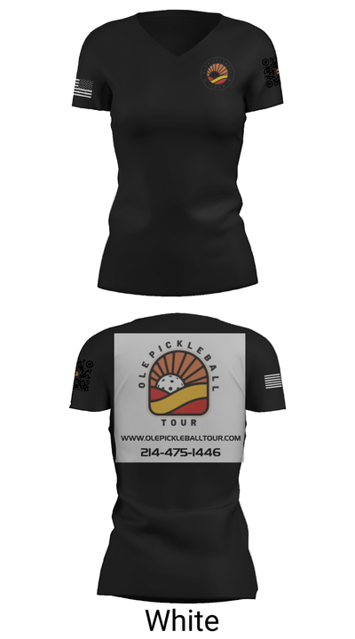 Ole Pickleball Tour 80972916 Women's Short Sleeve V-neck Shirt - 19