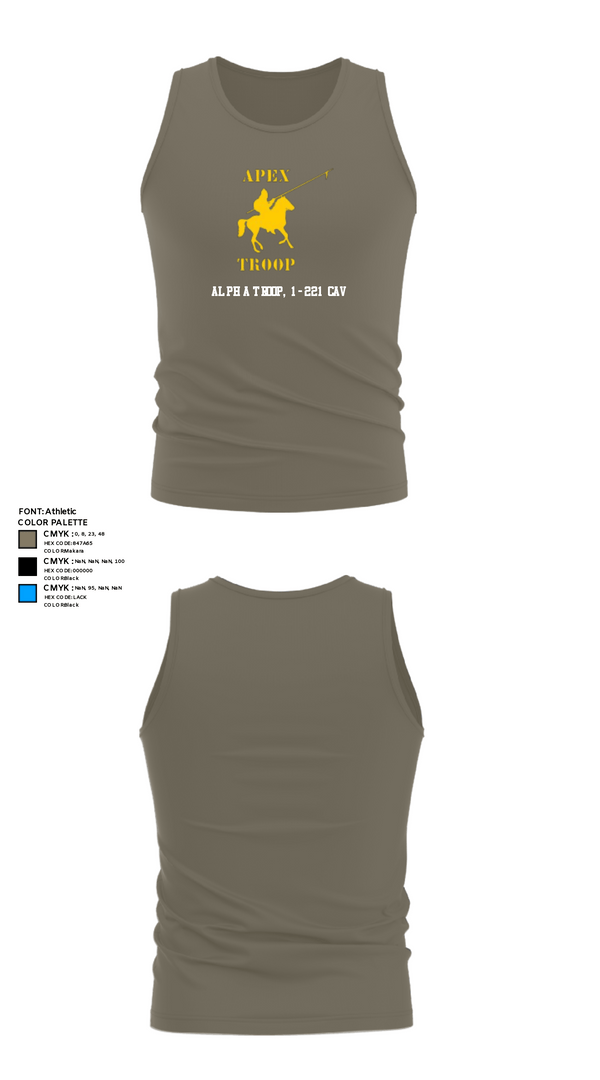 Tank Top, Alpha Troop, 1-221 CAV, National Guard, Teamtime, Team time, sublimation, custom sports apparel, team uniforms, spirit wear, spiritwear, sports uniforms, custom shirts, team store, custom team store, fundraiser sports, apparel fundraiser