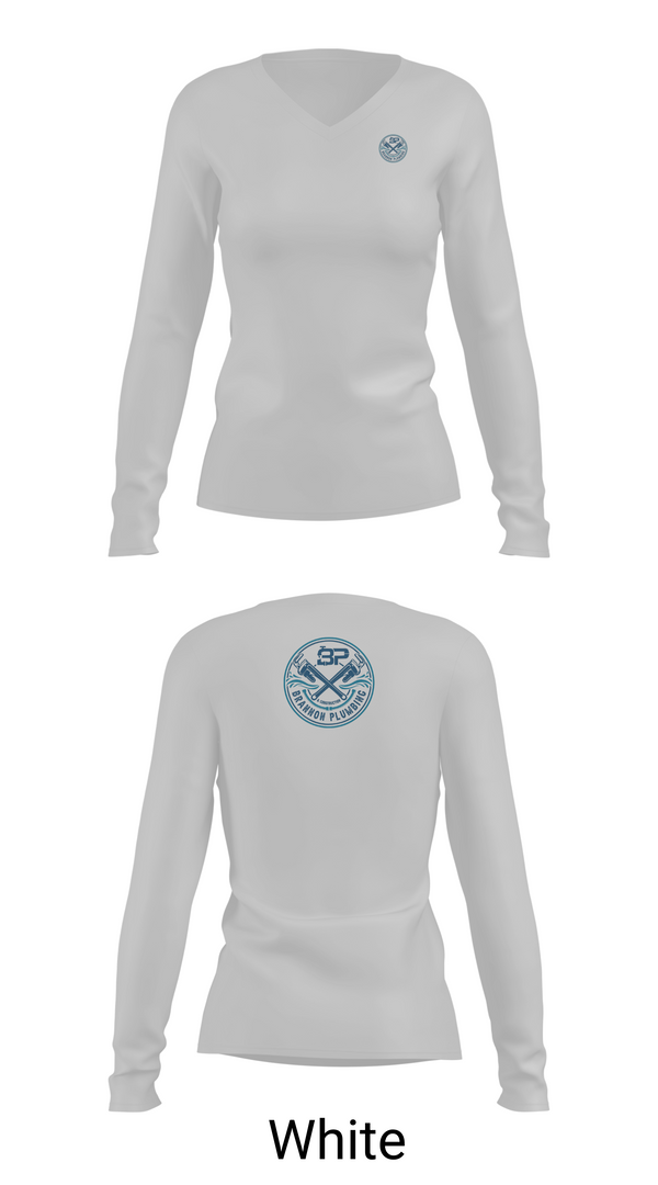 Womens Long Sleeve Vneck Shirt, Brannon Plumbing & Construction, , Teamtime, Team time, sublimation, custom sports apparel, team uniforms, spirit wear, spiritwear, sports uniforms, custom shirts, team store, custom team store, fundraiser sports, apparel fundraiser
