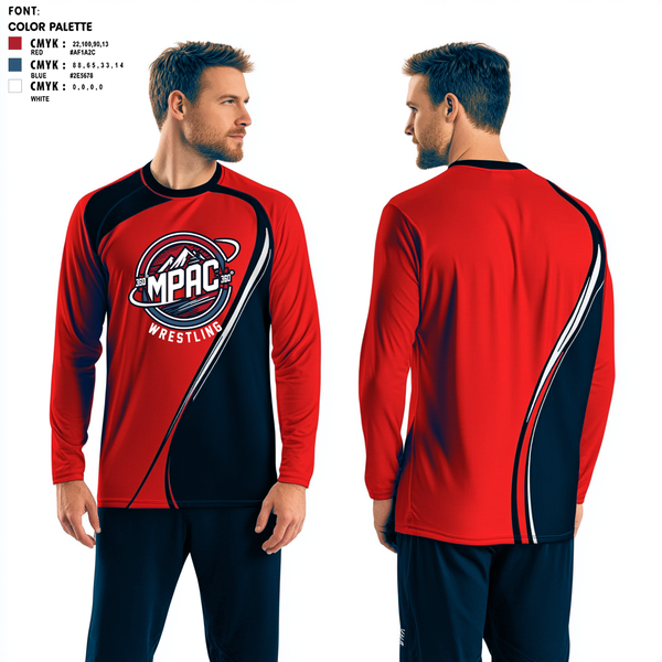 Long Sleeve Rash Guard Shirt, MPAC 360° Wrestling, Wrestling, Teamtime, Team time, sublimation, custom sports apparel, team uniforms, spirit wear, spiritwear, sports uniforms, custom shirts, team store, custom team store, fundraiser sports, apparel fundraiser