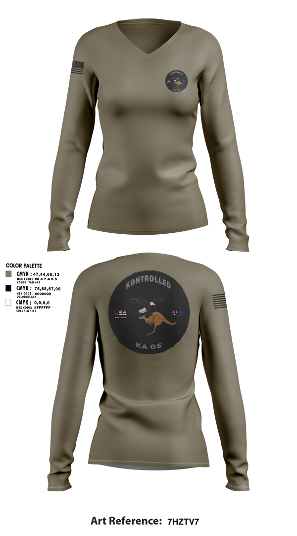 Womens Long Sleeve Vneck Shirt, Kontrolled Kaos, , Teamtime, Team time, sublimation, custom sports apparel, team uniforms, spirit wear, spiritwear, sports uniforms, custom shirts, team store, custom team store, fundraiser sports, apparel fundraiser