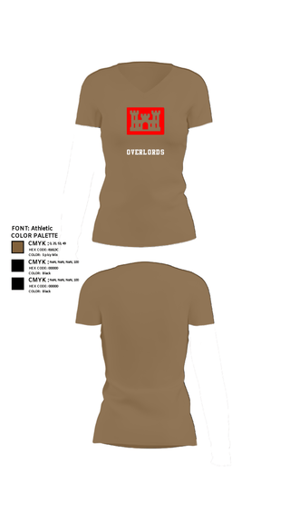 Women's Short Sleeve Vneck Shirt, Overlords, Army, Teamtime, Team time, sublimation, custom sports apparel, team uniforms, spirit wear, spiritwear, sports uniforms, custom shirts, team store, custom team store, fundraiser sports, apparel fundraiser