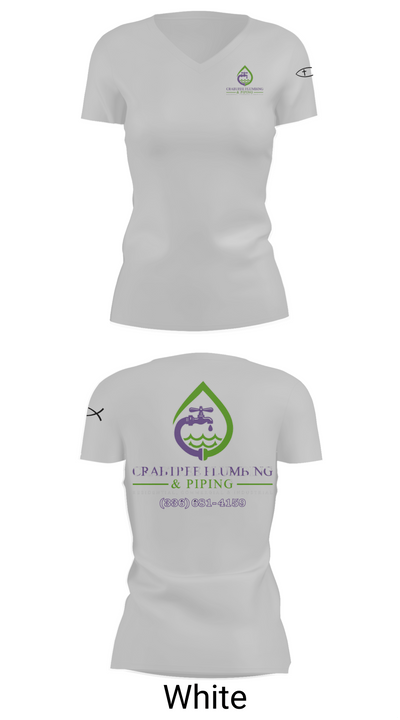 Crabtree Plumbing & Piping 20827864 Women's Short Sleeve V-neck Shirt - 19